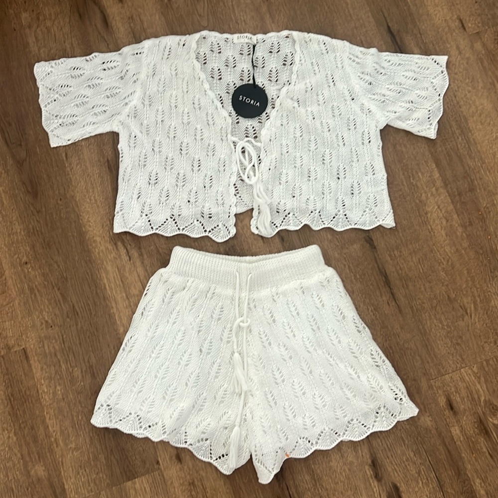 NWT Storia Crochet Short Set